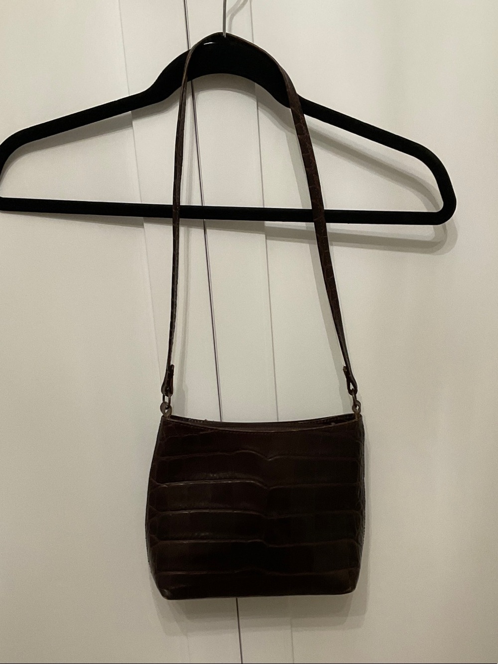 Talbots Dark Brown Croc-Embossed Shoulder Bag